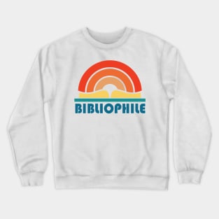 Bibliophile in retro teal, orange, red, and yellow - for book lovers and bookworms everywhere Crewneck Sweatshirt